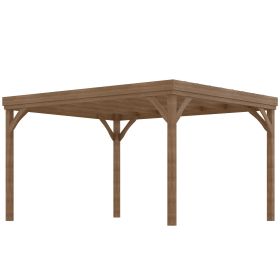 10' x 12' Outdoor Pergola, Wood Gazebo Grape Trellis with Stable Structure and Concrete Anchors, for Garden, Patio, Backyard, Deck