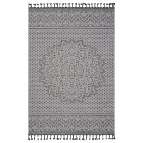 Guros Collection 7.9X10. Gray / White / Medallion Indoor / Outdoor Area Rug Modern, Contemporary, Non-Shedding & Easy to Clean, Ideal for Living