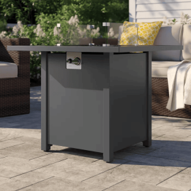 30" Powder-Coated Metal Fire Pit with Smoked Glass Surface