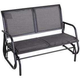 2-Person Outdoor Glider Bench Patio Double Swing Rocking Chair Loveseat w/Power Coated Steel Frame for Backyard Garden Porch, Grey