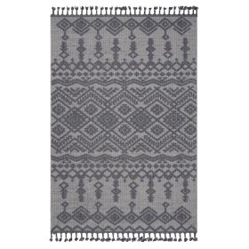 Guros Collection 7.9X10. White / Gray / Traditional Indoor / Outdoor Area Rug Modern, Contemporary, Non-Shedding & Easy to Clean