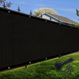 Artpuch Privacy Fence Screen Black Customized Outdoor Mesh Panels for Backyard, Balcony,Patio,Construction Site with Zip Ties (Color: Black, size: 5x278 ft)
