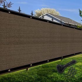 Artpuch Privacy Fence Screen Brown Customized Outdoor Mesh Panels for Backyard, Balcony,Patio,Construction Site with Zip Ties (Color: Brown, size: 5x269 ft)